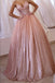 Shiny Sweetheart Sleeveless A-line Sequin Long Prom Dresses Online, OLP622