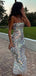 Sparkly Spaghetti Strap Sleeveless Mermaid Sliver Long Prom Dresses Online, OLP610