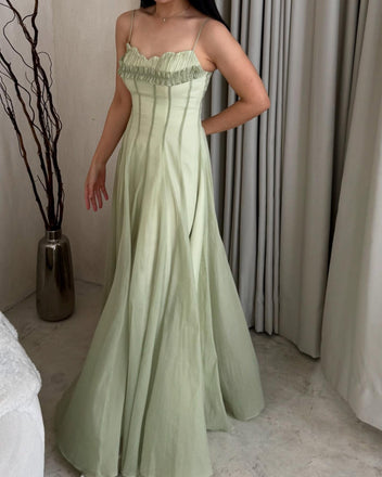 Cute Spaghetti Strap Sleeveless A-line Tulle Evening Prom Dresses Online, OLP1126