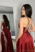 Soft Spaghetti Strap Sleeveless A-line Satin Long Evening Prom Dresses Online, OLP738