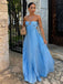 Simple Sweetheart Sleeveless A-line Chiffon Long Evening Prom Dresses Online, OLP722