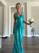 Soft V-neck Sleeveless Mermaid Satin Long Prom Dresses Online, OL506