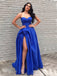 Sexy Sweetheart Sleeveless A-line Satin Evening Prom Dresses Online, OLP803