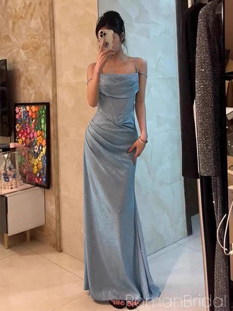 Shiny Spaghetti Strap Sleeveless Mermaid Sequin Evening Prom Dresses Online, OLP1122