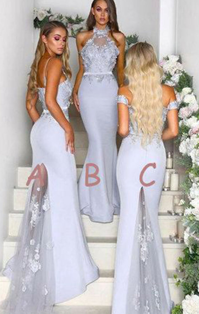 Simple Mismatched Sleeveless Mermaid Long Bridesmaid Dresses Online, BG865