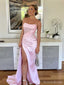 Sexy Sweetheart Sleeveless Mermaid Satin Long Prom Dresses With Slit Online, OL514