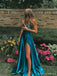 Formal Sweetheart Sleeveless A-line Satin Long Prom Dresses With Slit For Party Online, OL450