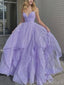 Formal Spaghetti Strap Sleeveless A-line Tulle Long Evening Prom Dresses Online, OLP638