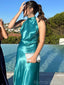 Soft Halter Sleeveless Mermaid Satin Evening Prom Dresses Online, OLP1026