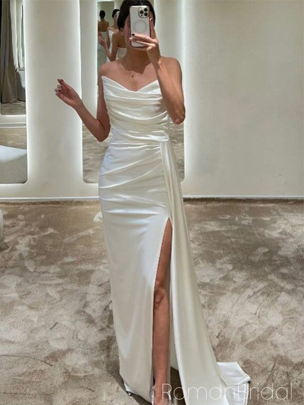 Sexy Sweetheart Sleeveless Mermaid Satin Evening Prom Dresses Online, OLP954