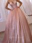 Shiny Sweetheart Sleeveless A-line Sequin Long Prom Dresses Online, OLP622