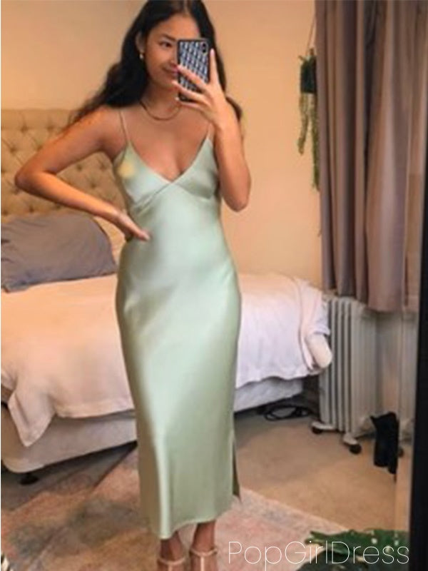 Soft Spaghetti Strap Sleeveless Mermaid Satin Evening Prom Dresses Online, OLP1076