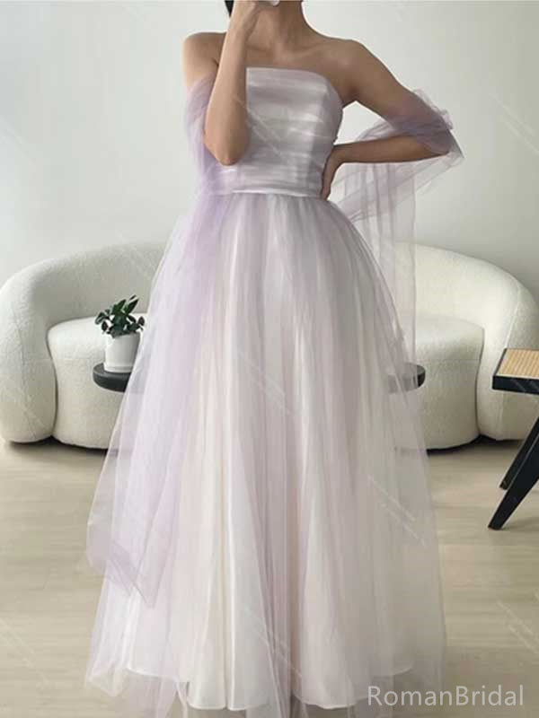 Formal Sweetheart Sleeveless A-line Tulle Long Prom Dresses Online, OL494