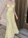 Cute Spaghetti Strap Sleeveless Mermaid Lace Long Evening Prom Dresses Online, OLP758