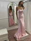 Sexy Spaghetti Strap Sleeveless Mermaid Satin Evening Prom Dresses Online, OLP828