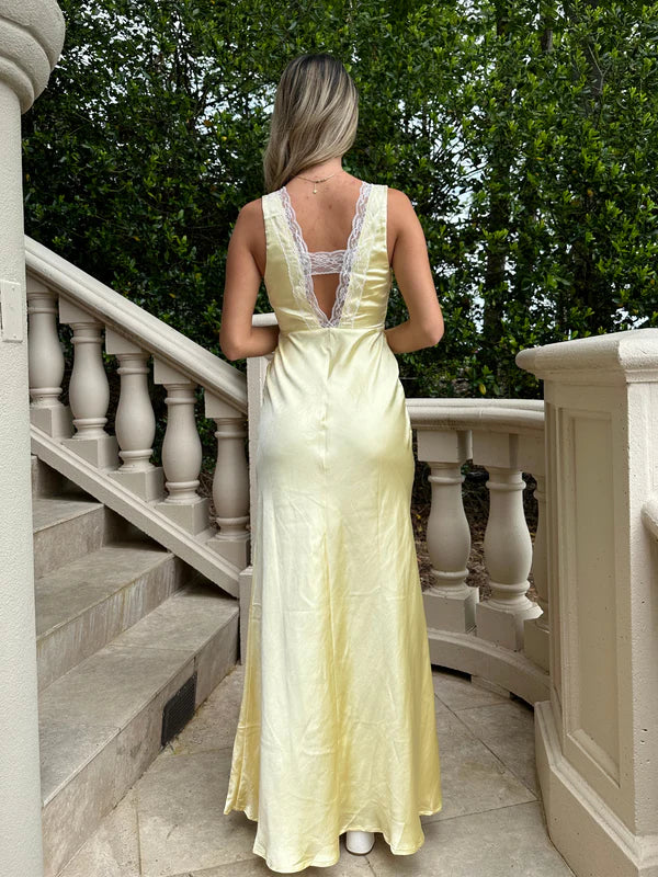 Sexy V-neck Sleeveless Mermaid Satin Evening Prom Dresses Online, OLP1055