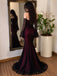 Modern Elegant Burgundy Mermaid Prom Dress Off-Shoulder Long Sleeve Formal Gown,OLP2275