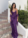 Classy Purple Sequined V-Neck Spaghetti Strap Prom Dress,OLP2476