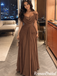Rich Chocolate Brown Draped Cowl Neck Corset A-Line Chiffon Prom Dress,OLP249