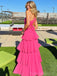 Soft V-neck Sleeveless A-line Jersey Evening Prom Dresses Online, OLP960