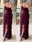 Elegant Spaghetti Strap Sleeveless A-line Chiffon Long Prom Dresses Online, OL550