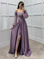 Elegant Off-shoulder Sleeveless Mermaid Satin Long Evening Prom Dresses Online, OLP746