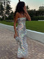 Sparkly Spaghetti Strap Sleeveless Mermaid Sliver Long Prom Dresses Online, OLP610