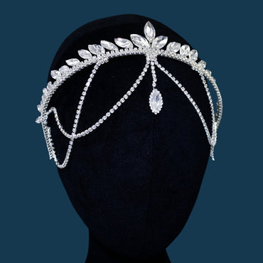 Handmade Crystal Beading Hairband Wedding Headband Luxury Silver Headband