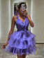 Simple Spaghetti Strap Sleeveless A-line Tulle Ruffles Homecoming Dresses For Party Online, HD1093