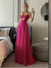 Formal Spaghetti Strap Sleeveless A-line Satin Evening Prom Dresses Online, OLP800