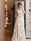 Formal One-shoulder Sleeveless Mermaid Satin Long Prom Dresses With Slit For Party Online, OL458