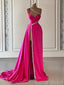 Formal One-shoulder Sleeveless Mermaid Satin Long Evening Prom Dresses Online, OLP710