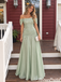 Pretty Sage Green Off-Shoulder Embroidered Chiffon A-Line Prom Dress,OLP2471