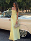 Simple Spaghetti Strap Sleeveless Mermaid Satin Evening Prom Dresses Online, OLP1014