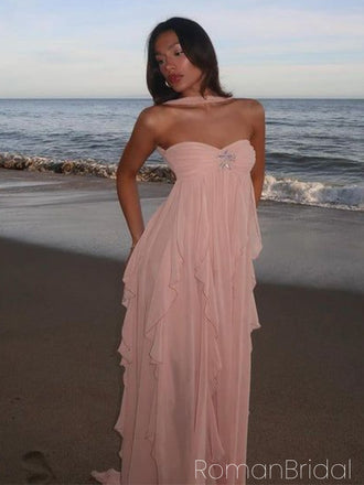 Soft Sweetheart Sleeveless A-line Chiffon Evening Prom Dresses Online, OLP1097