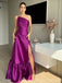 Sexy One-shoulder Sleeveless Mermaid Satin Evening Prom Dresses Online, OLP848