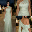 Elegant Green One Shoulder Prom Dress Sequin Embroidered Sheer Mesh Gown,OLP2084