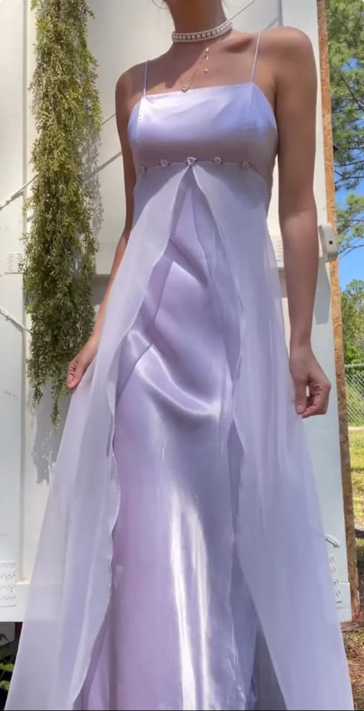 Elegant Purple Spaghetti Strap Mermaid  Evening Prom Dresses Online, OLP1149