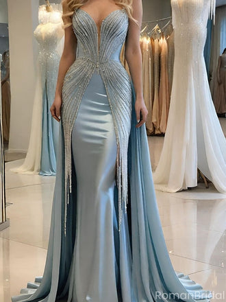 Sexy Blue Sweetheart Mermaid Long Prom Dress Ideas, Evening Party Dresses ,OLP1170
