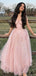 Dreamy Blush Pink Tulle Prom Gown Corset Top Sleeveless A-Line Ball Dress,OLP1838