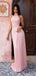 Elegant Pink High Neck Pleated Satin Prom Dress,Evening Gown,OLP1728