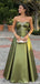 Elegant Olive Green Satin Formal Gown with Beaded Sweetheart Necklinee,OLP1868