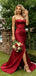 Fancy Dark Red Strapless Corset Prom Dress Beautiful Ruched Satin Floor Length Gown,OLP1750