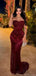 Sparkly Red Sweetheart Mermaid Long Prom Dress Ideas, Evening Party Dresses, OLP1612
