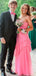 Pretty Hot Pink Ruffle Prom Dress Sleeveless Tiered Chiffon Floor Length Gown,OLP1768