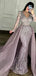 Unique Purple V-Neck Long Sleeve Mermaid Long Prom Dress Ideas, Evening Party Dresses, OLP1549