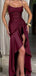 Sexy Burgundy Spaghetti Strap High Low Long Prom Dress Ideas, Evening Party Dresses, OLP1490