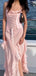 Popular Pink Spaghetti Strap Mermaid Long Prom Dress Ideas, Evening Party Dresses, OLP1508