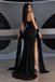 Classy Black Strapless Sequin Sheath Prom Dress Cape,OLP2466