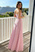 Beautiful Strapless Pink Pleated Chiffon Prom Gown Flattering A-Line Shape,OLP2143